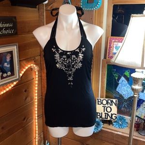 $95 Spense Halter top crystal detail gorgeous